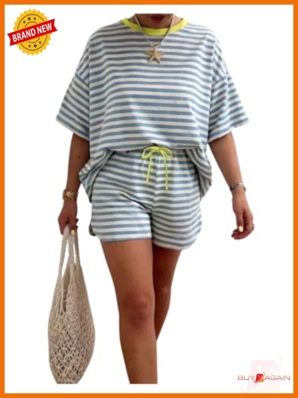 Plus Size Striped 2 Piece Lounge Set Short Sleeve Tee and Shorts